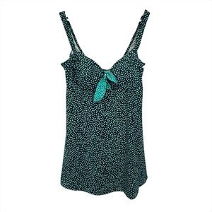 Maxine of Hollywood Navy and Teal Square Dot Swim Dress